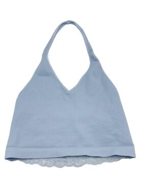 Nikibiki Lace Back Halter Crop Top Powder Blue NWT